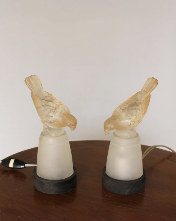 Pair of Fine French Art Deco Bird Night Lights in Molded Glass by Verlys - Image 15